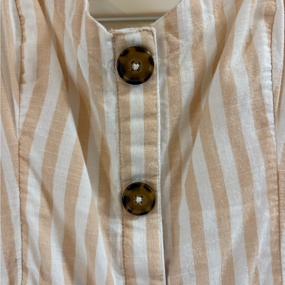 Abercrombie & Fitch Beige and White Striped Midi Dress - Picture 2 of 4